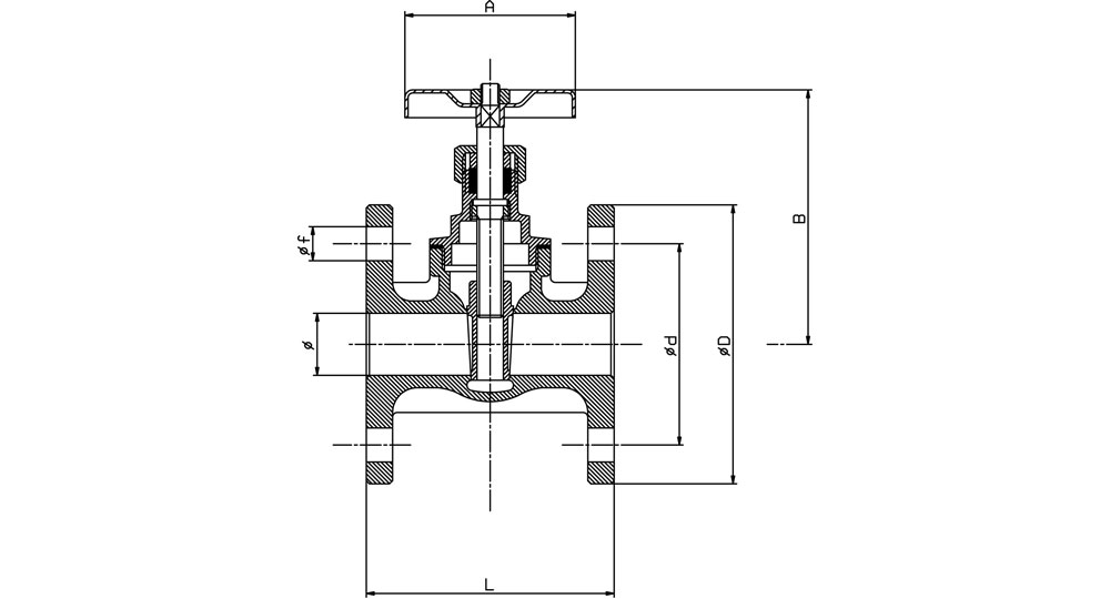 Flanged bronze gate valve PN6.