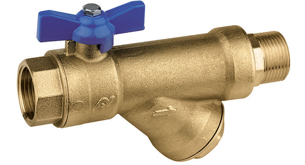 DZR brass EN12165 CW602 combined ball valve M.F. with built-in strainer.