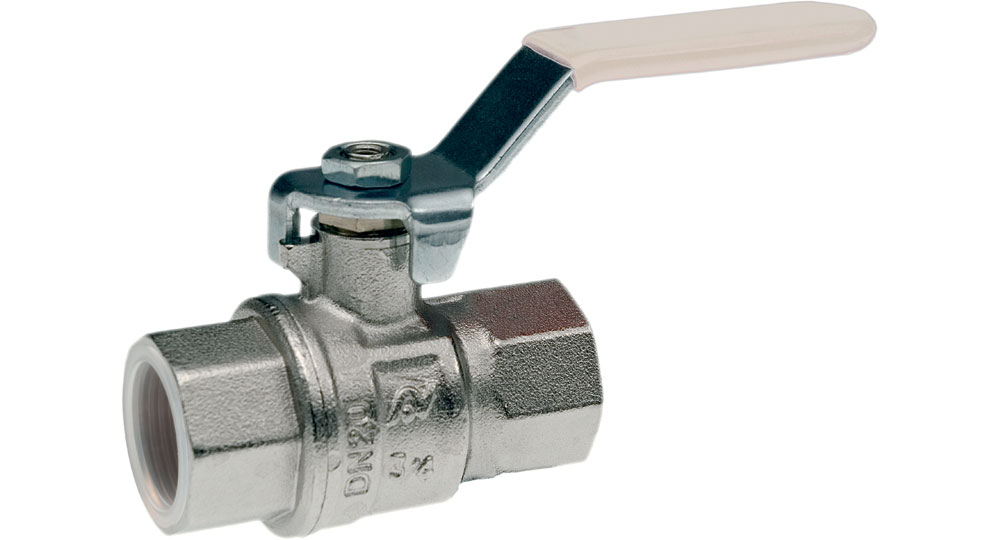 Industrial ball valve full bore F.F. with white handle (screwed iron) for oxygen. EN10226 THREAD