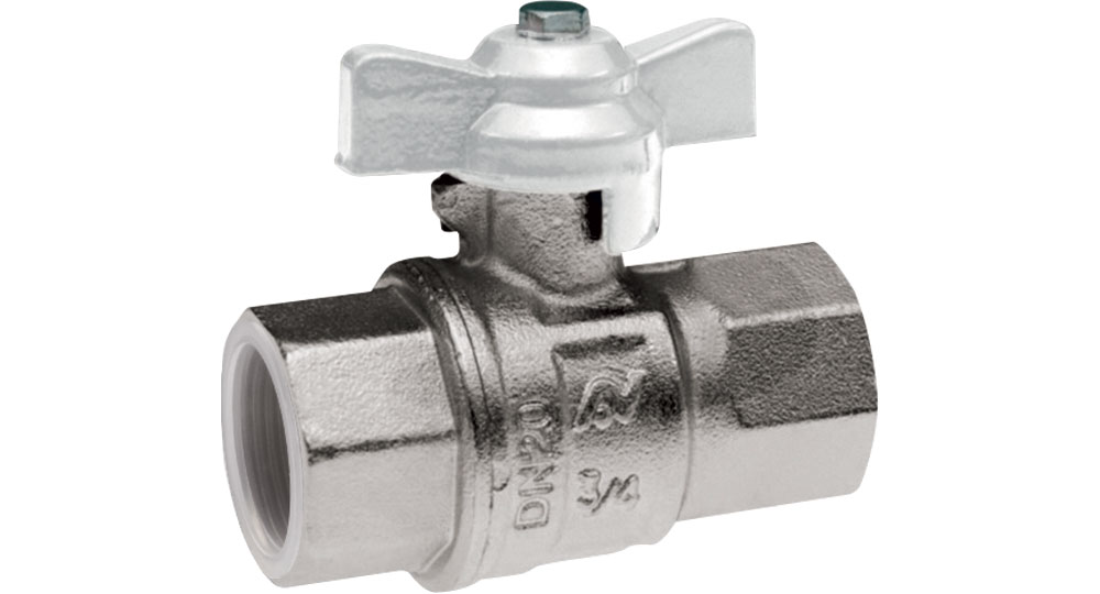 Industrial ball valve full bore F.F. with white butterfly handle for oxygen. EN10226 THREAD