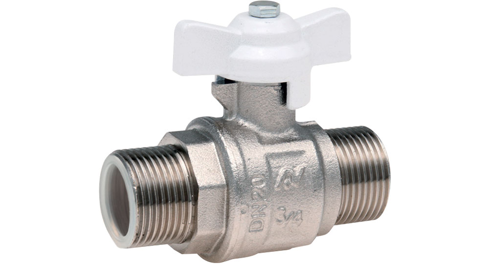 Industrial ball valve full bore M.M. with white butterfly handle for oxygen. EN10226 THREAD