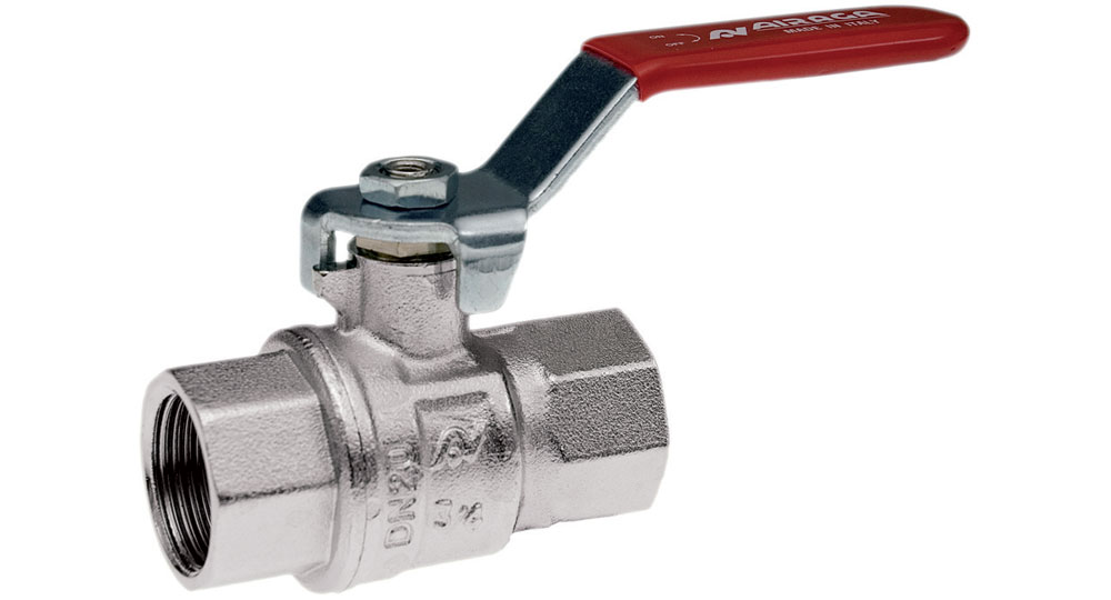 Industrial ball valve full bore F.F. with red handle (screwed iron). EN10226 THREAD