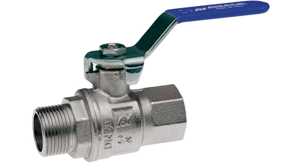 Industrial ball valve full bore M.F. with blue handle (screwed iron) for compressed air. EN10226 THREAD