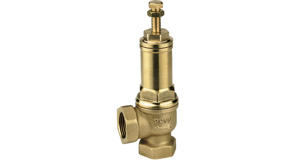Angled pressure relief valve. P.T.F.E. SEAT