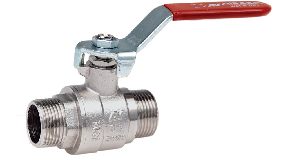 Ball valve standard bore M.M. with red handle (screwed iron).